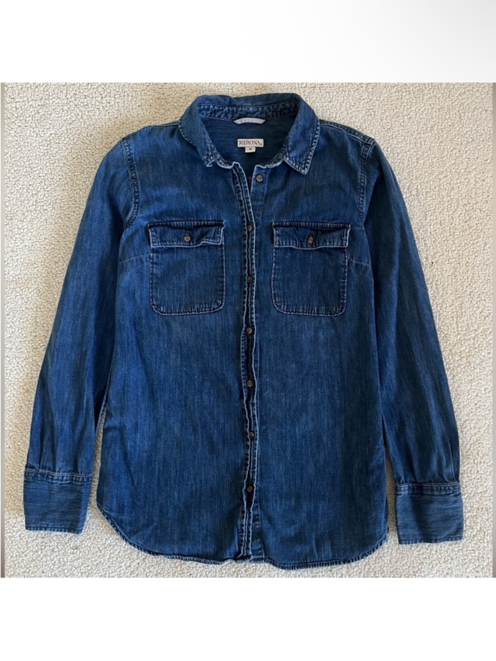 Merona Indigo‎ Denim Streetwear casual Collared Shirt M 100% cotton